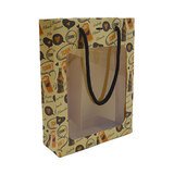 Sac kraft avec fenêtre et poignées cordelières décor Bière 30 + 7 x H 26 cm - Sacs pelliculés à motifs
