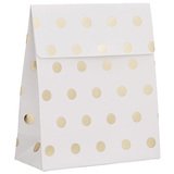 Pochettes cadeaux Pois - blanc / or - moyen modèle