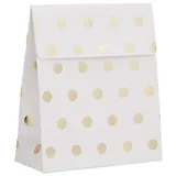 Pochettes cadeaux Pois - blanc / or - moyen modèle