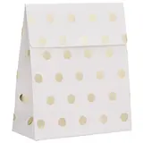 Pochettes cadeaux Pois - blanc / or - moyen modèle