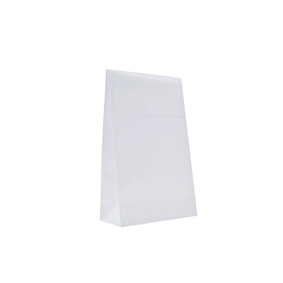 Pochettes cadeaux pelliculées blanc brillant 10+4,5x16cm