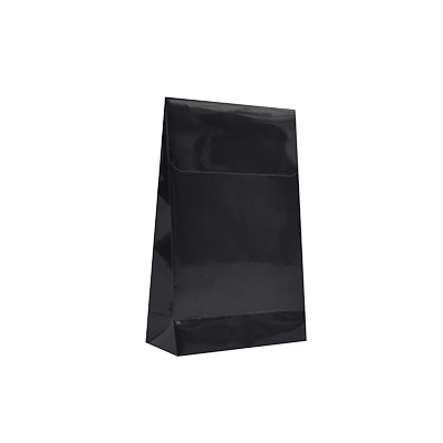 Pochette cadeau luxe noire brillante pelliculée, adhésive 10+4,5x16 cm – Paquet de 50