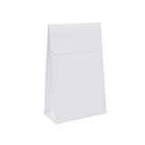 Pochette cadeau blanche mate pelliculée fermeture adhésive 14+5,5x23 cm – Paquet de 50