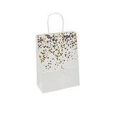 Sac kraft Luxe blanc/or et poignées torsadées 16+8x22cm – Paquet de 20