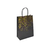 Sac kraft luxe brun / or et poignées torsadées – L 16 x P 8 x H 22 cm – Paquet de 20