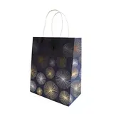 Sac cadeau kraft poignées torsadées bleu marine Feu d'artifice 18 + 10 x 22 cm - Paquet de 20