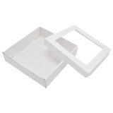 Boîte cadeau carton blanche à fenêtre avec couvercle 22,5 x 22,5 x 6 cm – Lot de 10