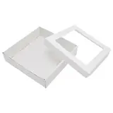 Boîte cadeau carton blanche à fenêtre avec couvercle 22,5 x 22,5 x 6 cm – Lot de 10