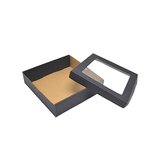 Boîte cadeau cloche carrée noire à couvercle transparent 22,5x22,5x6cm – Paquet de 10