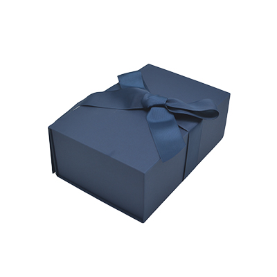 Boîte cadeau tissu avec noeud bleu marine mat 23 x 16 x 9 cm, paquet de 5