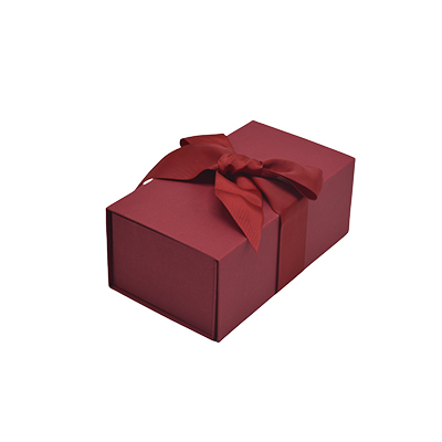 Boîte cadeau tissu avec noeud bordeaux mat 18 x 10 x 7 cm, paquet de 5
