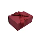 Boîte cadeau tissu avec noeud bordeaux mat 23 x 16 x 9 cm, paquet de 5