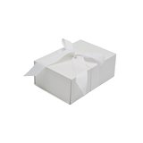Boîte cadeau tissu avec noeud blanc mat 23 x 16 x 9 cm, paquet de 5