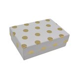 Boîte cadeau cloche rectangulaire blanche à pois dorés 14,5x10x5cm – Paquet de 10