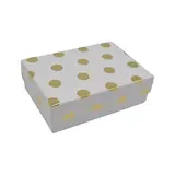Boîte cadeau cloche rectangulaire blanche à pois dorés 14,5x10x5cm – Paquet de 10