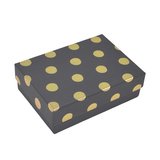 Boîte cadeau cloche rectangulaire noire à pois dorés 14,5x10x5cm – Paquet de 10