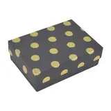 Boîte cadeau cloche rectangulaire noire à pois dorés 17x12x5,5cm – Paquet de 10