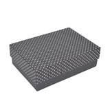 Boîte cadeau cloche rectangulaire noire à pois argentés 17x12x5,5cm – Paquet de 10