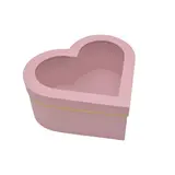 Boîtes cœur roses liseré or à fenêtre 23,5x21,5x10 cm – Paquet de 2