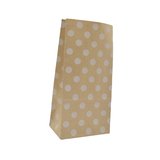 Sac SOS kraft brun à pois blancs 9+6x18cm 70g/m² – Paquet de 250