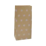 Sac SOS kraft brun à étoiles blanches 9+6x18cm 70g/m² – Paquet de 250