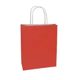 Sac kraft rouge poignées torsadées 19x8x24cm – Paquet de 50