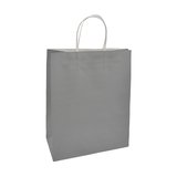 Sac kraft gris poignées torsadées 19x8x24cm – Paquet de 50