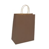 Sac kraft chocolat poignées torsadées brunes 24+12x31 cm – Paquet de 50