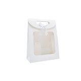 Pochette cadeau blanche à velcro avec fenêtre 14 x 7 x 20 cm - Lot de 20