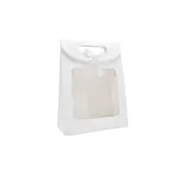 Pochette cadeau blanche à velcro avec fenêtre 14 x 7 x 20 cm - Lot de 20