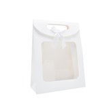 Pochette cadeau blanche à velcro avec fenêtre 23 x 11 x 32 cm - Lot de 20