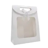 Pochette cadeau blanche à velcro avec fenêtre 23 x 11 x 32 cm - Lot de 20