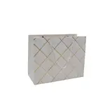 Sacs pelliculés blancs embossés carreaux or poignées cordelette 15+7x12 cm 210g/m² – Paquet de 20