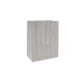 Sacs pelliculés blancs embossés lignes or poignées cordelette 12+7x15 cm 210g/m² – Paquet de 20