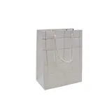Sacs pelliculés blancs embossés carreaux vagues or poignées cordelette 12+7x15 cm 210g/m² – Paquet de 20