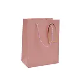 Sacs pelliculés rose mat poignées cordelette 12+7x15 cm 210g/m² – Paquet de 20