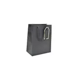 Sac pelliculé noir mat poignées cordelettes 12+7x15 cm 210g/m² – Paquet de 20
