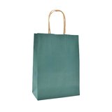 Sac kraft bleu canard poignées torsadées brunes 16x8x22cm – Paquet de 100