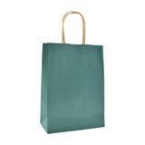 Sac kraft bleu canard poignées torsadées brunes 22x11x27cm – Paquet de 100
