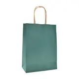 Sac kraft bleu canard poignées torsadées brunes 22x11x27cm – Paquet de 100