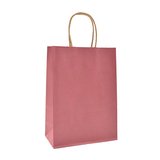 Sacs kraft vieux rose poignées torsadées brunes 22x11x27cm – Paquet de 100