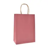 Sacs kraft vieux rose poignées torsadées brunes 22x11x27cm – Paquet de 100