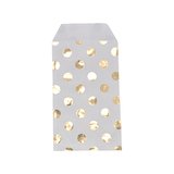 Pochettes cadeaux kraft blanc pois or 10 x 15 cm 50 g/m² - Paquet de 100