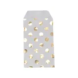 Pochettes cadeaux kraft blanc pois or 10 x 15 cm 50 g/m² - Paquet de 100