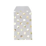 Pochettes cadeaux kraft blanc pois or 10 x 15 cm 50 g/m² - Paquet de 100