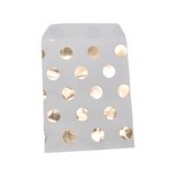 Pochettes cadeaux kraft blanc pois or dorure à chaud 13 x 18 cm 50 g/m² - Paquet de 100