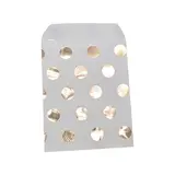 Pochettes cadeaux kraft blanc pois or dorure à chaud 13 x 18 cm 50 g/m² - Paquet de 100