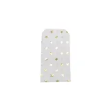 Pochettes cadeaux kraft blanc étoiles or dorure à chaud 8 x 15 cm 50 g/m² - Paquet de 100