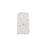 Pochettes cadeaux kraft blanc étoiles or dorure à chaud 8 x 15 cm 50 g/m² - Paquet de 100