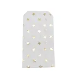 Pochettes cadeaux kraft blanc étoiles or dorure à chaud 10 x 15 cm 50 g/m² - Paquet de 100